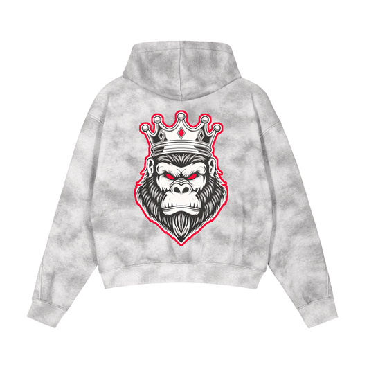Dirty Washed Boxy Zip-up Fleece Hoodie
